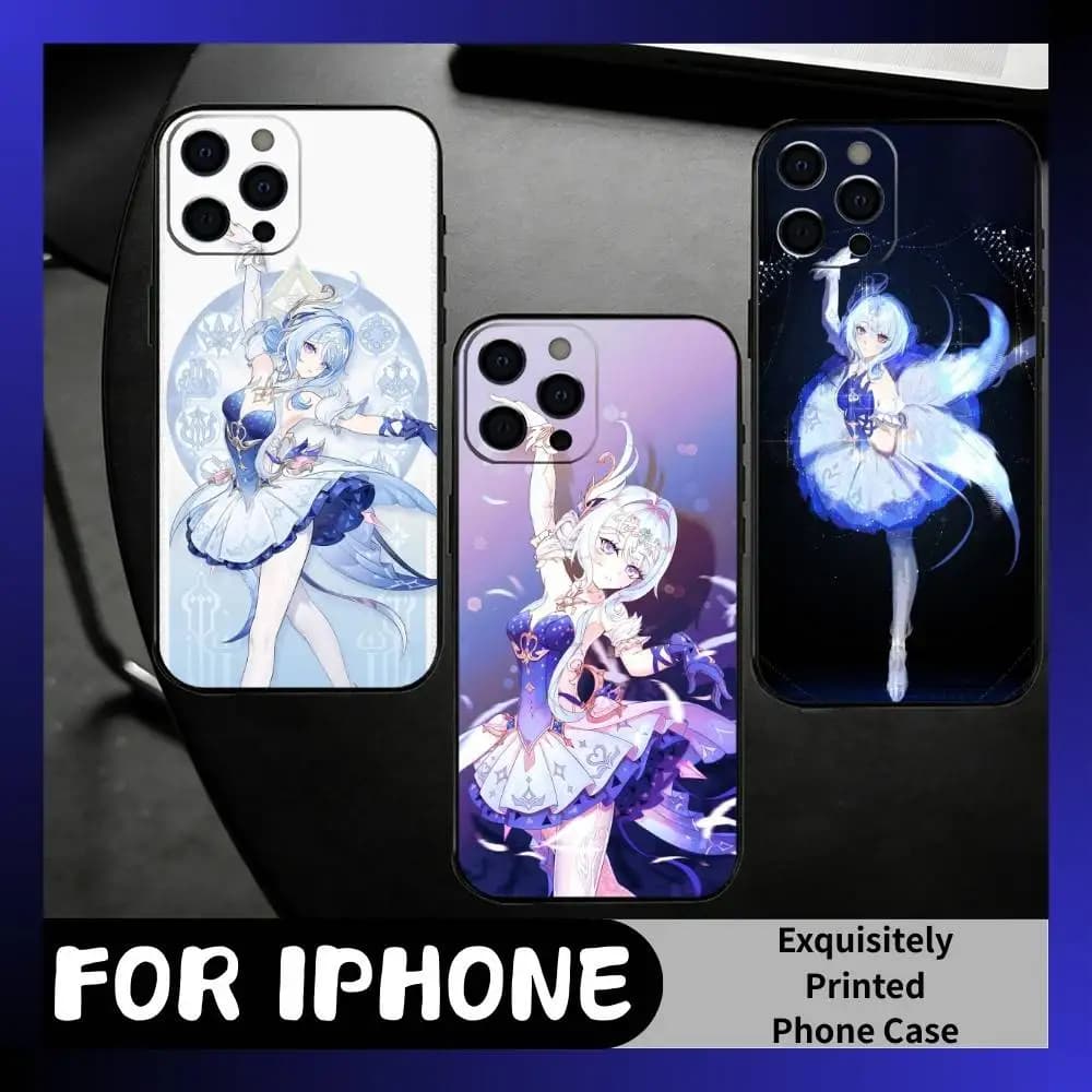 White Swan Odette G-Genshin  Phone Case For iPhone17,16,15,14,13,12 Plus,Max Soft Silicone Black Cover