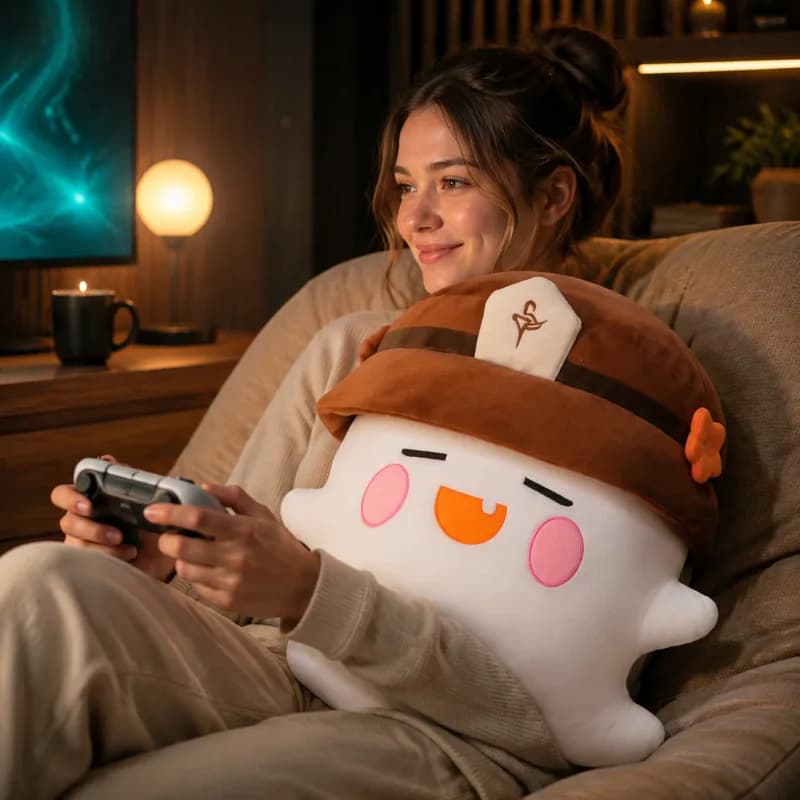 Genshin Impact Hu Tao Ghost Doll Cute Character Cushion Anime Game Home Bedroom Sofa Room Decor Collectible Pillow Gift For Fans