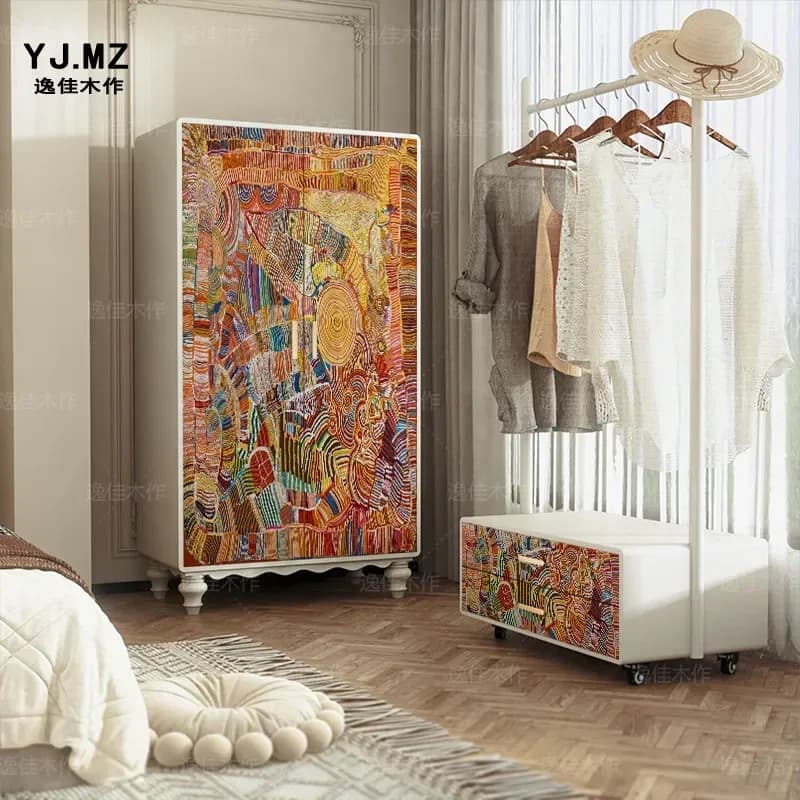 American Abstract Solid Wood Living Room Home Storage Combination Bedroom Large Wardroben29