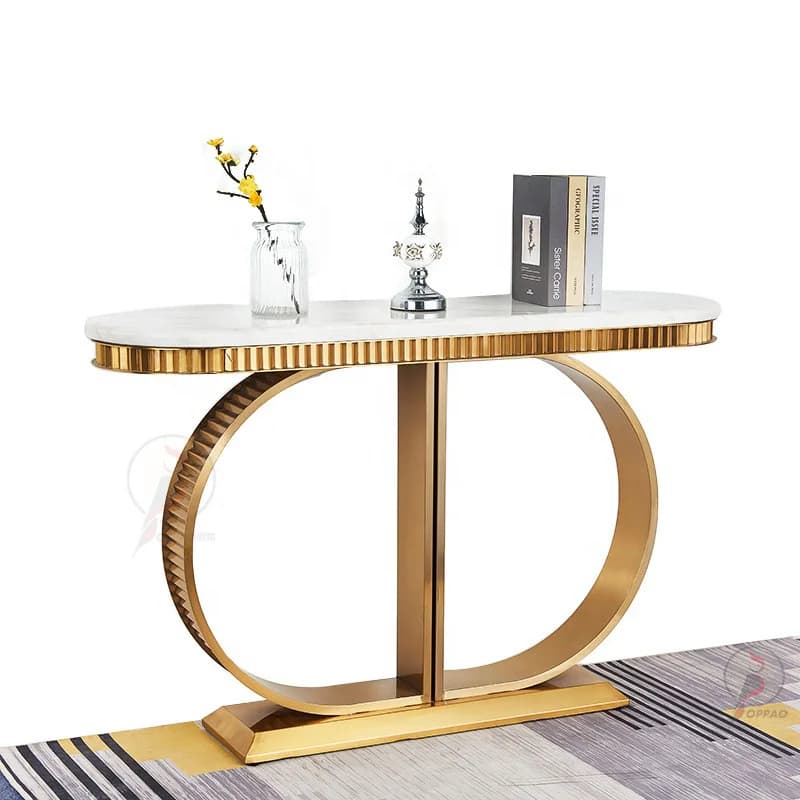 YJQ light luxury stainless steel marble entrance table, modern simple titanium gold entrance decorative cabinet