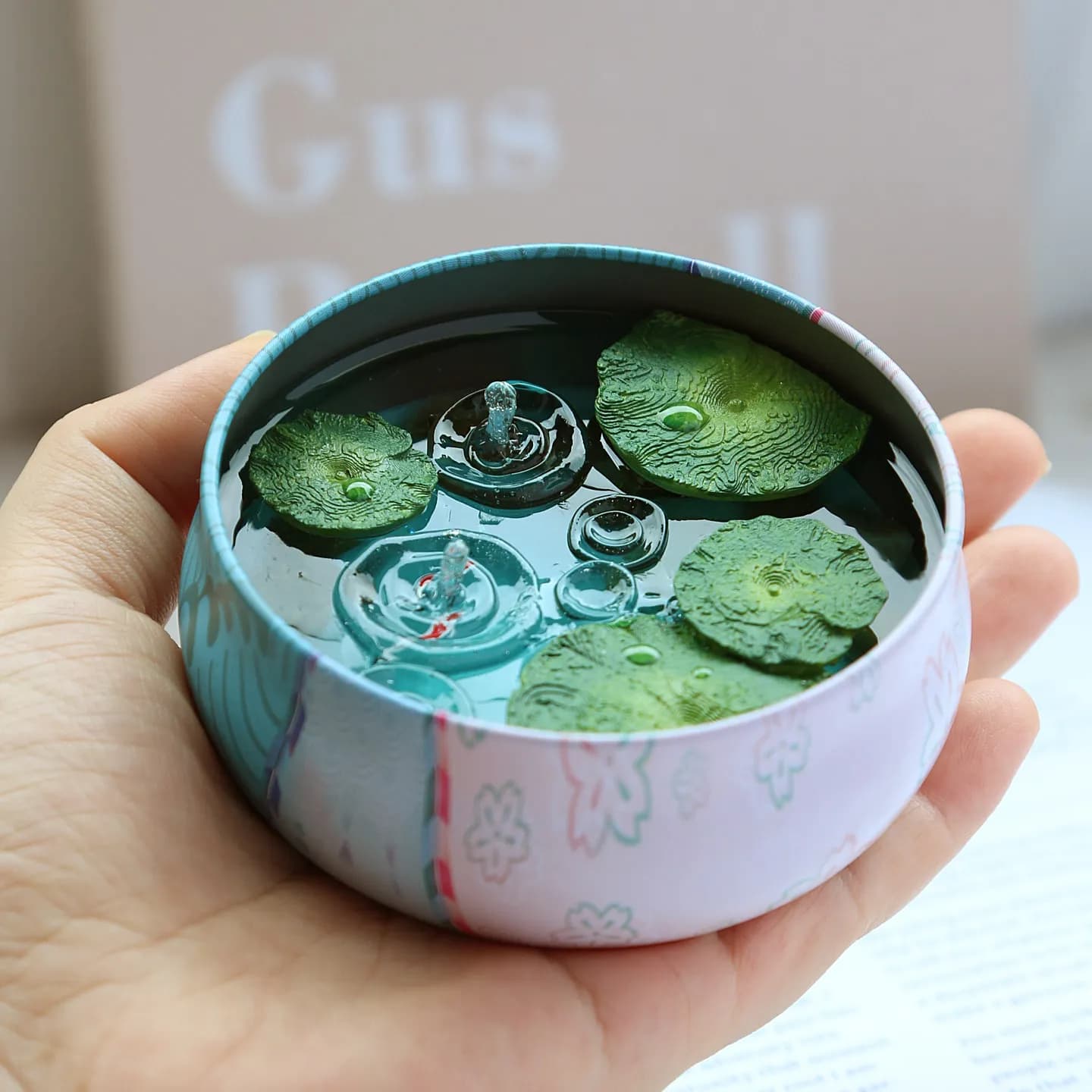 Handmade Summer Lotus Pond Iron Box Micro Landscape Decoration Healing Desktop Decoration Creative Gift for Friends' Birthdays