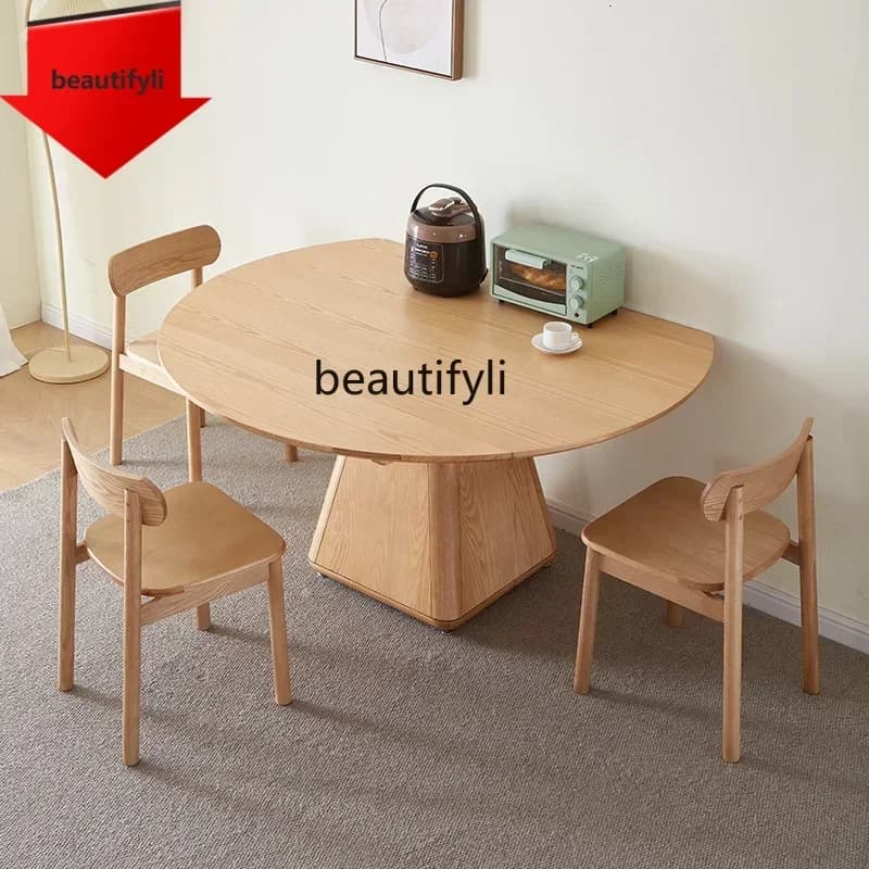 Q181 lbNordic all solid wood dining table retractable dining table modern simple dual-purpose folding dining table
