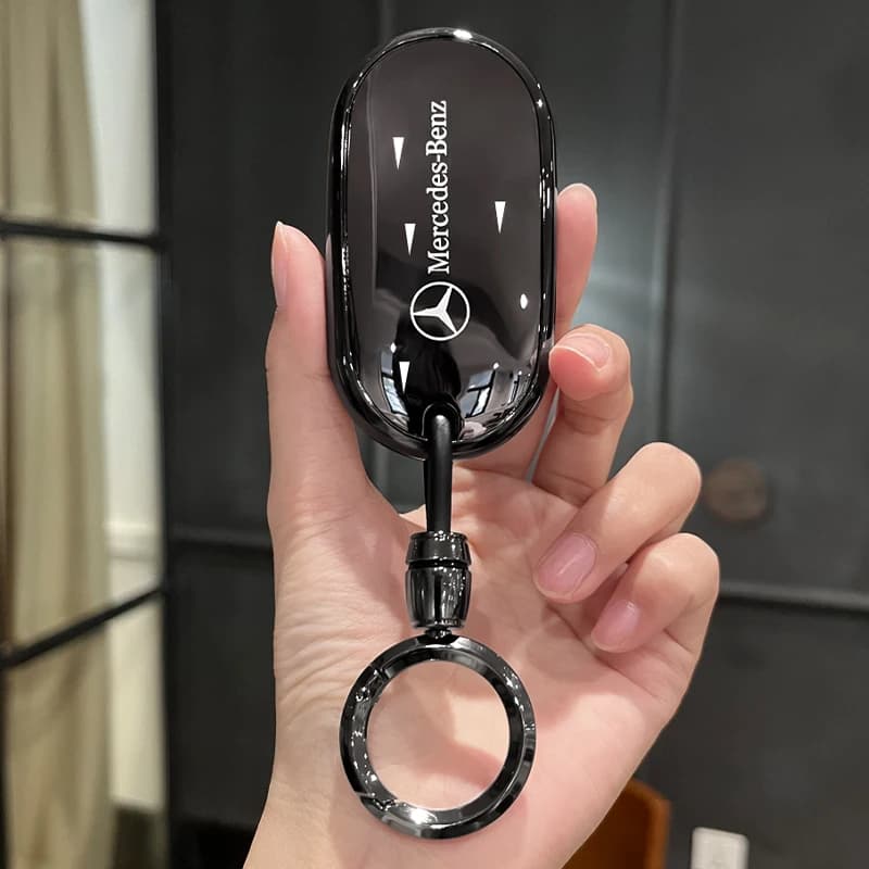 For 2022-2025 Mercedes Benz C E S GLC EQE EQS Class W206 S206 W223 X254 Metal Key Fob Cover Case Chain Carbon Fiber Accessories