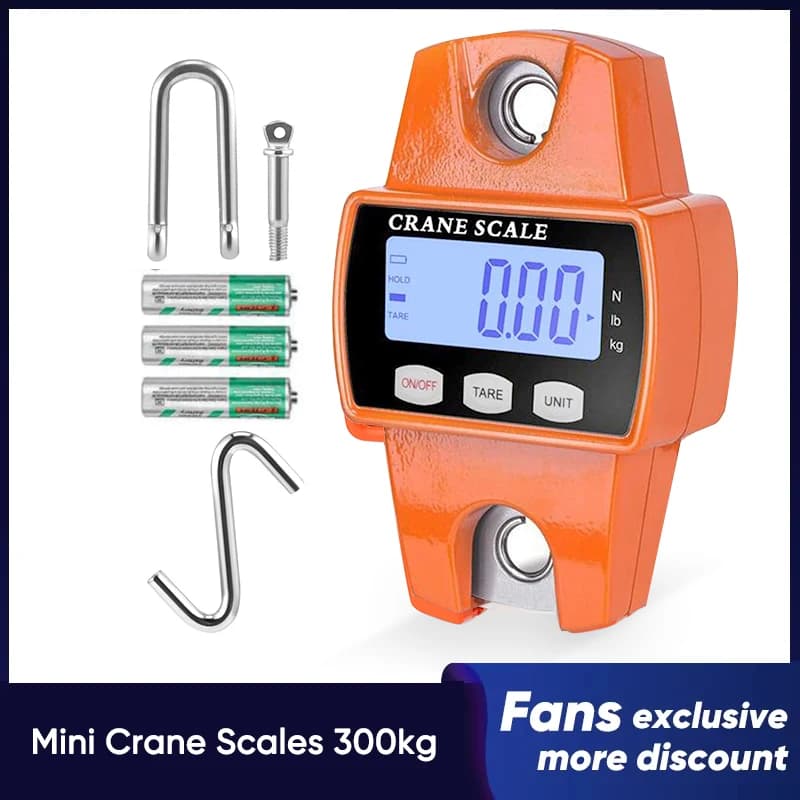 Mini Digital Crane Scale 300kg/600lb Electronic Crane Scale Hanging Scale Hook Hanging Scales for Farm Hunting Fishing Outdoor