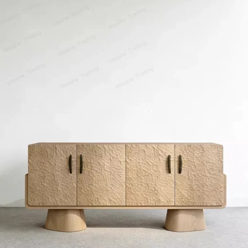 Wabi Sandy Wind Solid Wood Dining Side Cabinet Designer Living Room Storage Carved Home Entrance Cabinet Bedroom