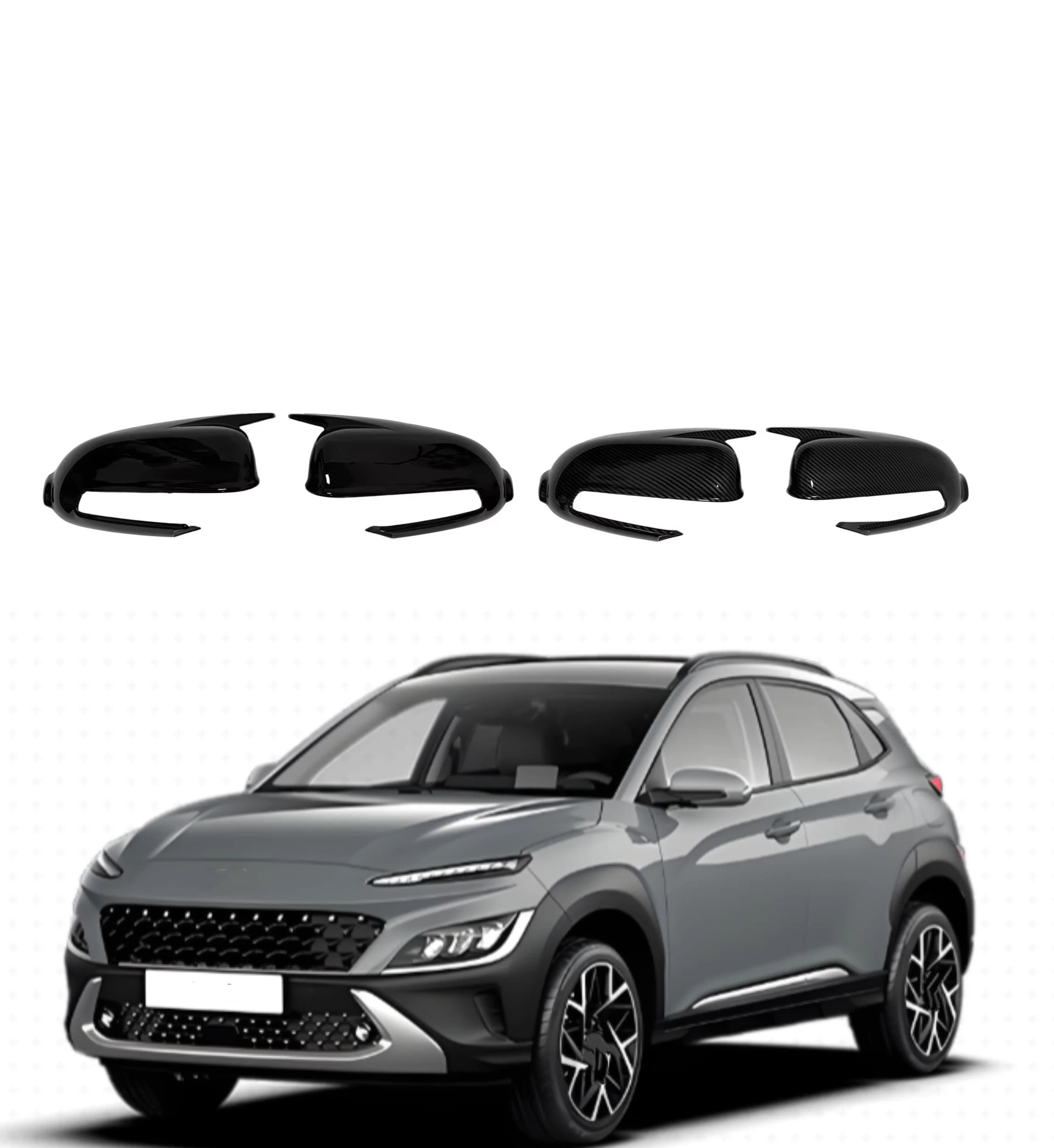 Glossy Black Car Rearview Side Mirror Cover Fit  For Hyundai Kona 2018 2019 2020 2021 2022 2023  Rear View Mirror Cover Trim