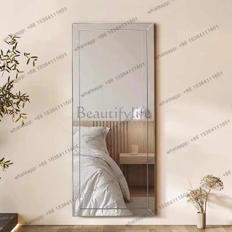 European style art floor mirror light luxury atmosphere bedroom cloakroom full-length mirror