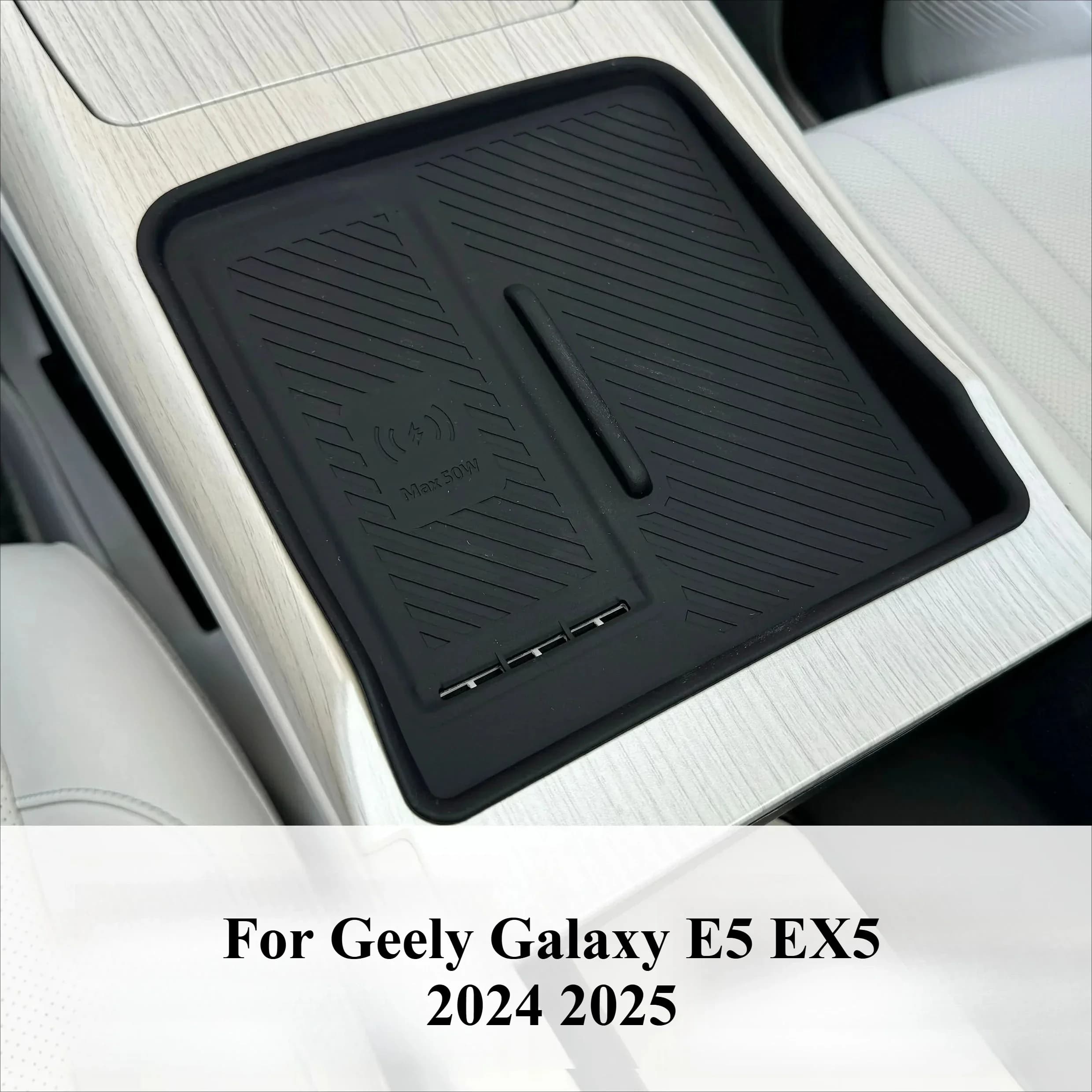 Center Console Wireless Charging Silicone Pad Phone Charger Protector Dustproof Anti-slip Mat For Geely Galaxy E5 EX5 2024 2025