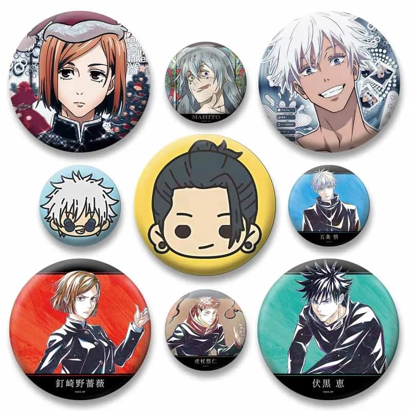 Satoru Gojo Megumi Yuji Yuta Nobara Snap-in Brooch Cartoon Character Round Badge Backpack Clothes Accessories Jewelry Pins Gifts