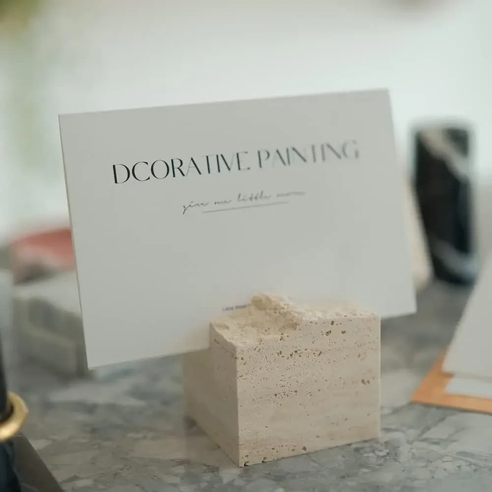 Natural  Stone Business Card Holder for Desk Polished Marble Wedding Table Signs Photo Display Desktop Memo Holder