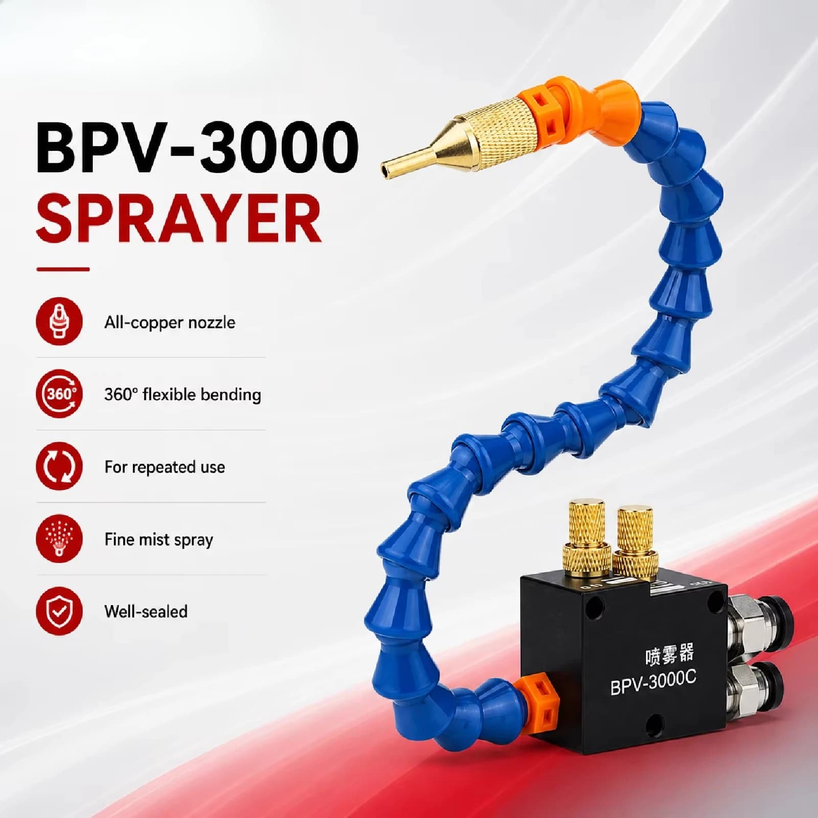 BPV-3000 Sprayer CNC Mist Coolant System Brass Nozzle Flexible Hose Air Oil Lubrication for Lathe Milling Drilling