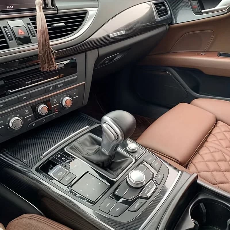 For Audi A7 4G8 2012-2018 Interior Carbon Fiber Decorative Sticker, Center Console Gear Protection Film Vinyl Decorative Sticker