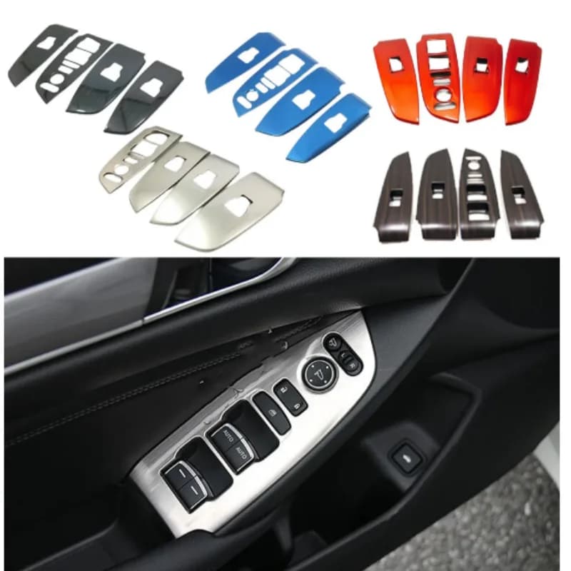 Car Styling ABS Door Inner Window Glass Panel Armrest Lift Switch Button Trim For Honda Accord 10th 2018 2019 2020 2021 2022
