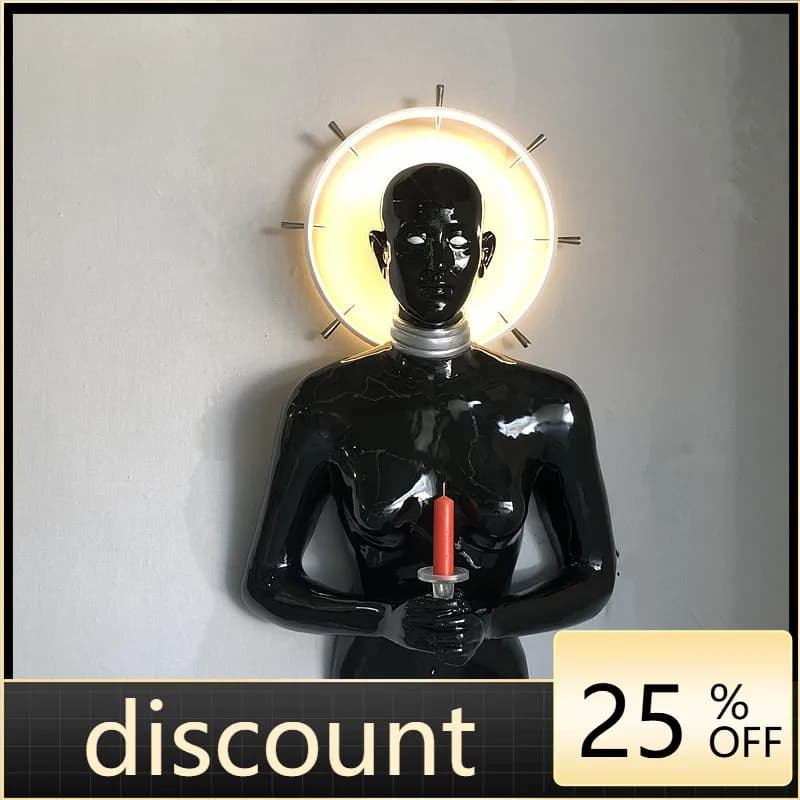 LMM black 3D creative fiberglass sculpture figure wall hanging wall decoration three-dimensional