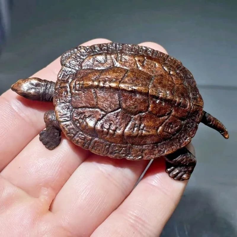Antique Turtle Statue Longevity Tortoise Figurine Metal Tea Pet Ornament, Collectible Desktop Decor