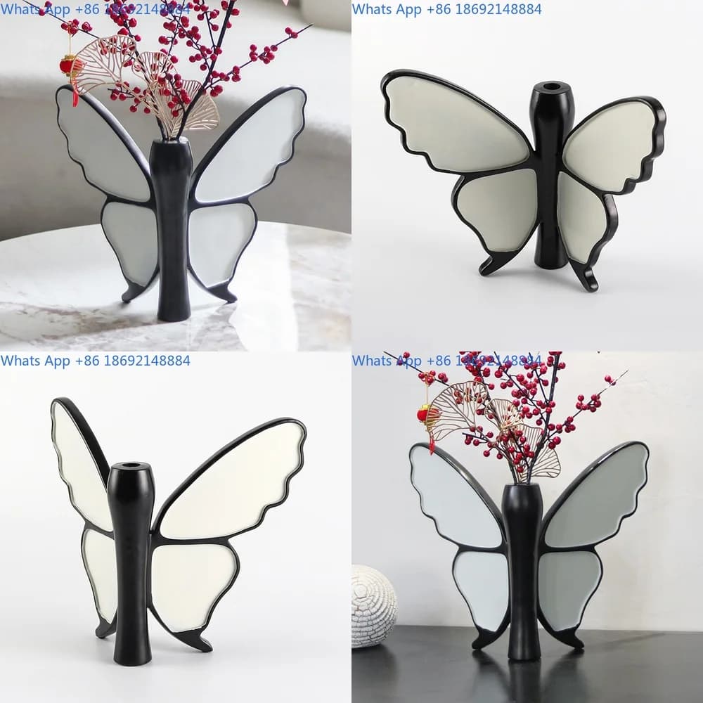 Vintage Butterfly French Retro American Style Vase Decorative Accessory for Display and Ambiance
