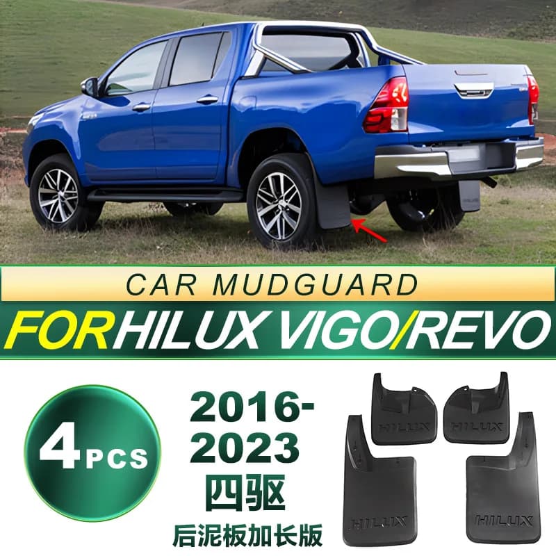 Mud Flaps for Hilux Vigo Revo 2016-2023 4WD 4Pcs Soft Rubber Splash Guards All Terrain Pickup Enhanced Protection Set