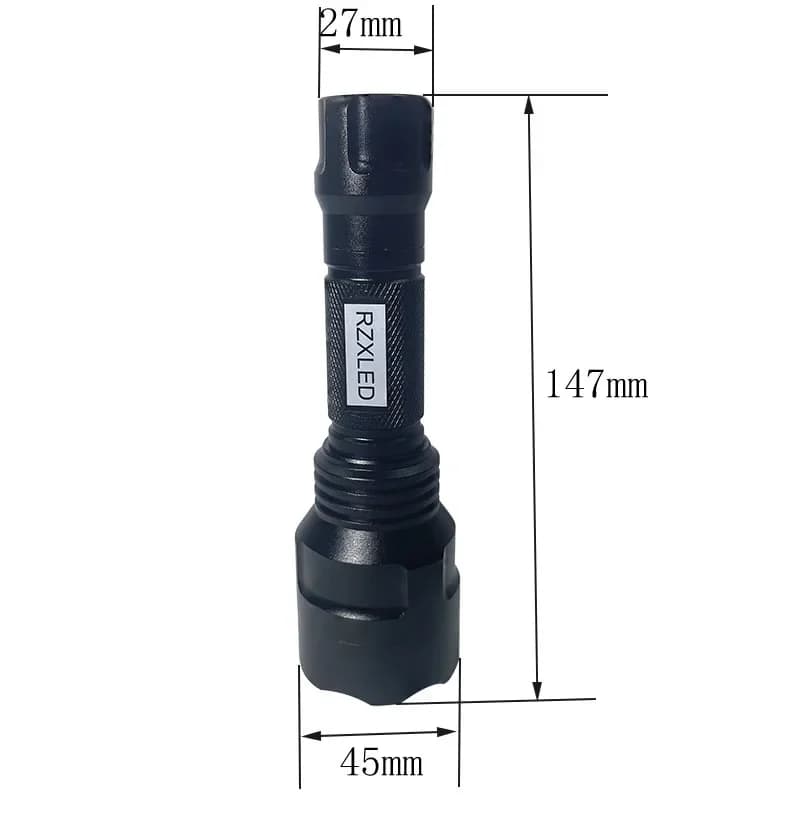 2025 hot sale RZXLED Black Flashlight 3W 30MW 50mw 70mw Led Uvc 260NM 265NM 27NM Uv Torch