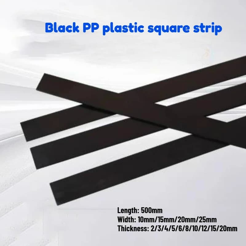 2/4pcs Thickness 2/3/4/5/6/8/10/12/15/20mm Black Wear-resistant PP Plastic Square Strip Processing Zero Cutting Length 500mm