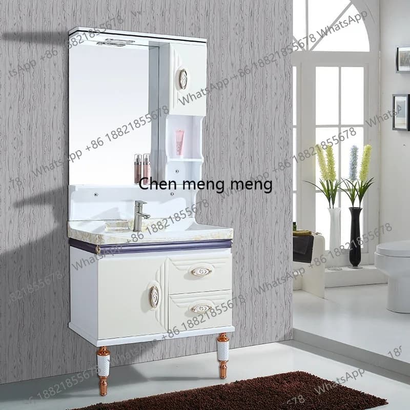 PVC bathroom cabinet combination washbasin toilet hand washbasin cabinet combination floor bathroom cabinet 80CM