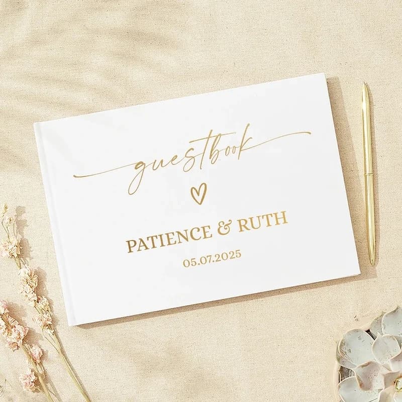 Personalized Guest Book for Wedding Noble Message Photo Album Simple Elegant Horizontal Wedding Reception Signing Book Party Fav