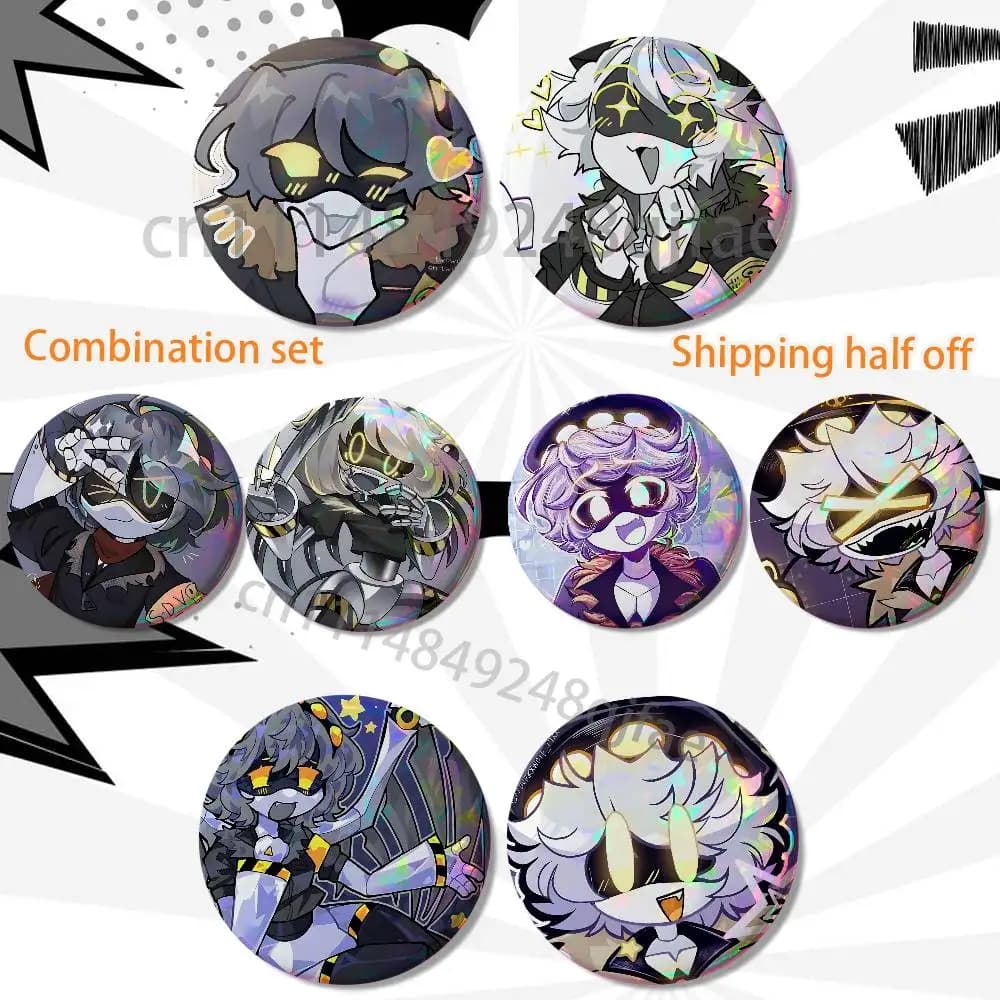 clumsy appearance N Murder Drones HD Print Round Lapel Pins Pretty Derby 2 piece set Round Display Brooches Brooch Badges