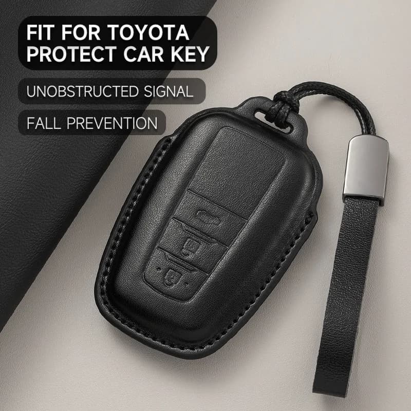 Leather Car Key Cover Case Protection Shell Keychain For Toyota Prius Camry Corolla CHR C-HR RAV4 Land Cruiser Prado
