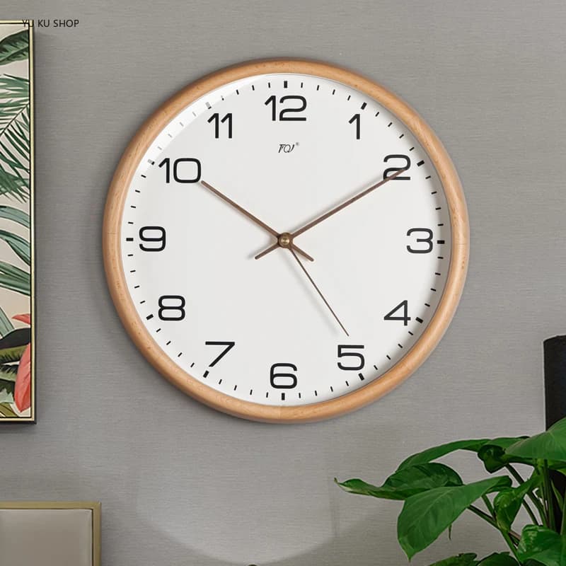 Wooden Wall Clock Modern Minimalis Home Decor Living Room Bedroom Solid Wood Mute Clock Quartz Digital Wall Watch Decoration