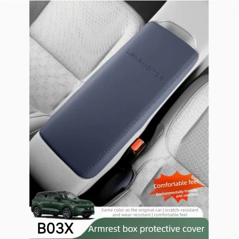 1PC For Leapmotor B03X A10 Car Armrest Box Cover Modified Leather Car Decor Armrest Box Pad Central Control Interior Accessories