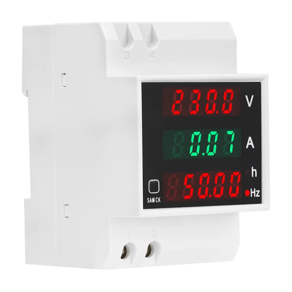 SDM007 100A Din Rail LCD Digital Voltmeter Voltage Current Power Wattmeter Electric Energy kWh Meter Frequency Volt Amp Monitor