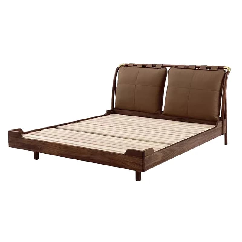 North American black walnut solid wood bed double bed leather soft floating bed modern light luxury minimalist solid wood