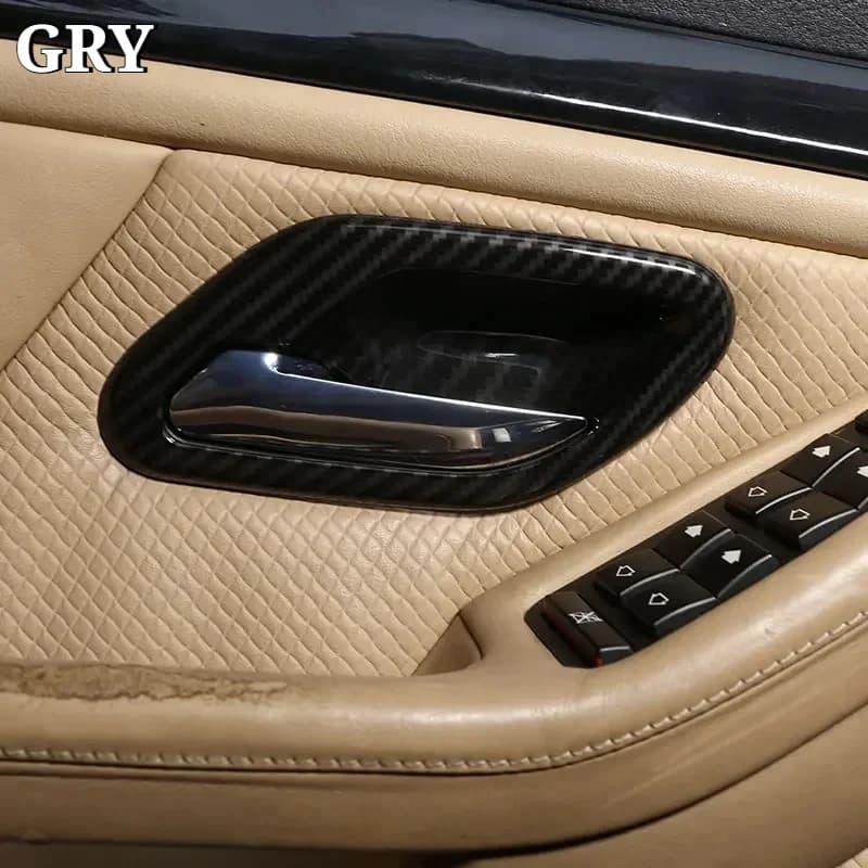 Car Inside Door Bowl Frame Cover Trim For BMW 5 Series E39 E60 E61 1996-2010 ABS Carbon Fiber Interior Car Accessories