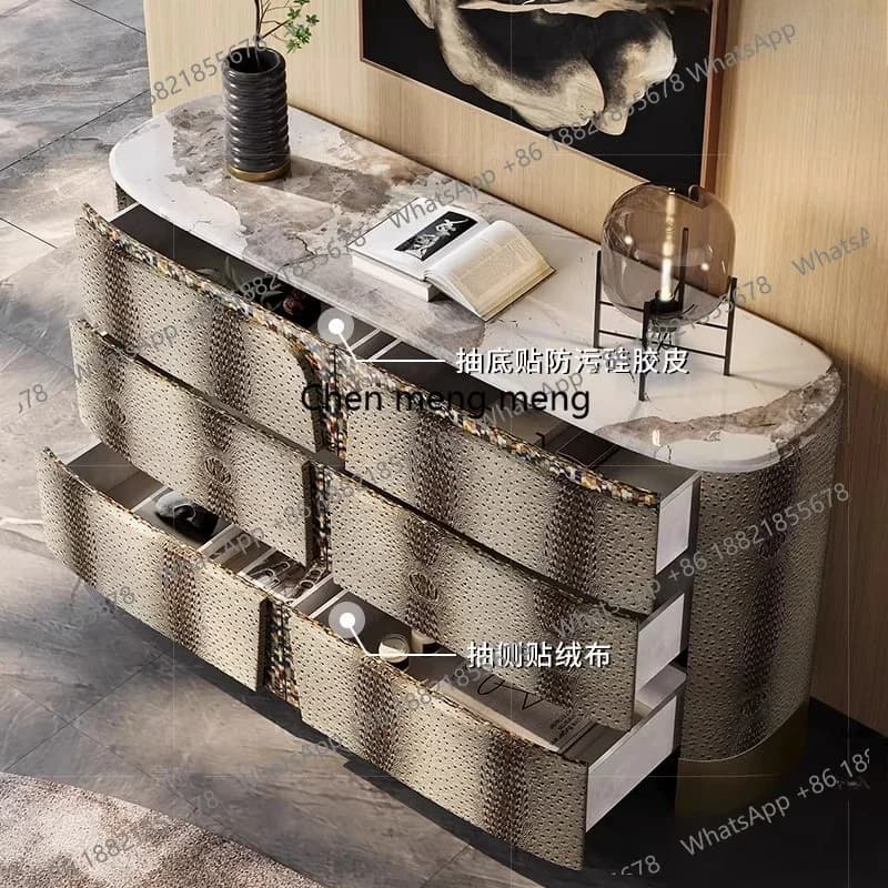 F150 chest dining side cabinet Italian style, villa bedroom marble TV, bedside storage cabinet