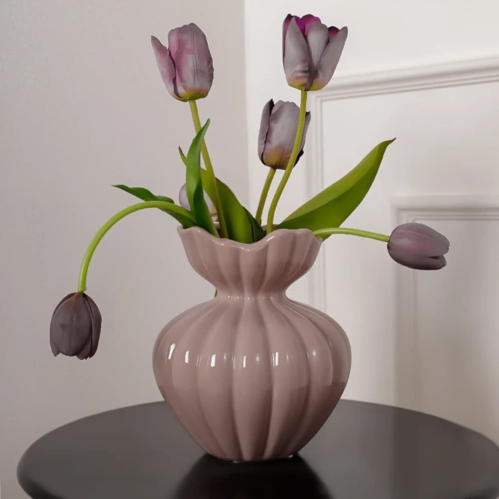 HYS petal vase ceramic ornament high-end sense home desktop flower art flower utensils