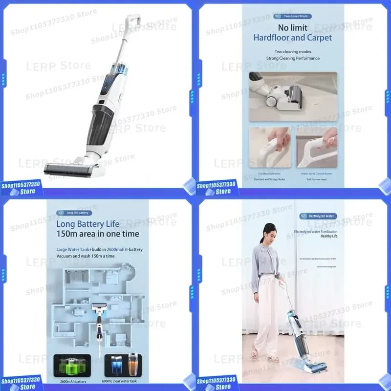V2 Cordless Vacuum Cleaner Wet Dry Self Cleaning Robot Mop for Carpet Home Hotel Handheld Device Floor Washing Machine Self