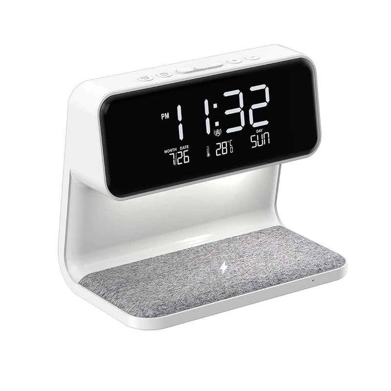 Desk lamp with wireless charging alarm clock 3-in-1 fast charging desktop clock multi-function night light