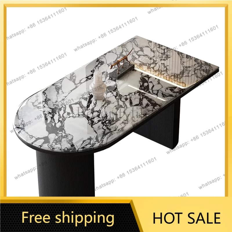 YJ Semicircular island marble dining table light luxury stone simple small apartment home table designer modern
