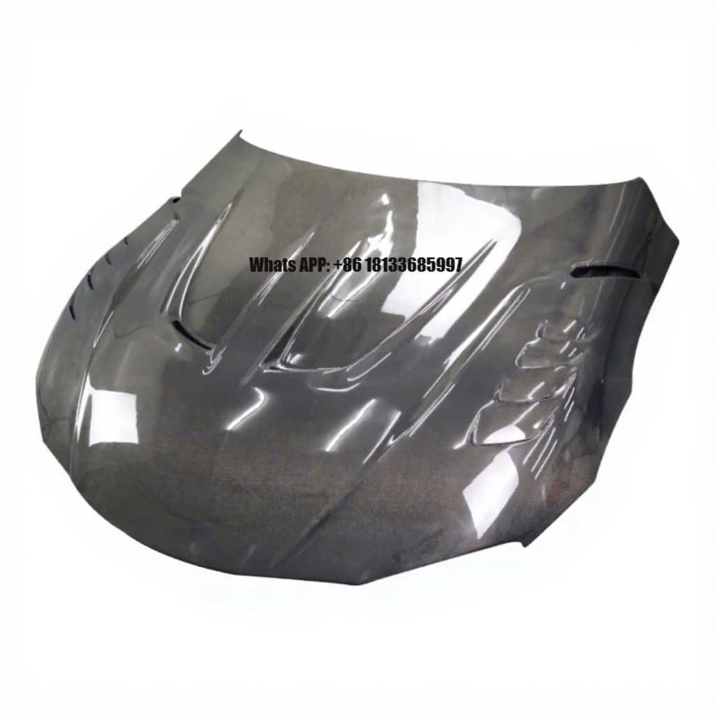 ICOOH Racing LB Style Carbon Fiber Glossy Black Front Engine Hood Bonnet with Vents New for for A90 A91 2019-2023
