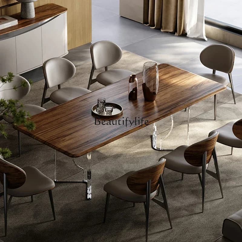 D06-*Light luxury South American walnut acrylic floating dining table Italian minimalist high-end