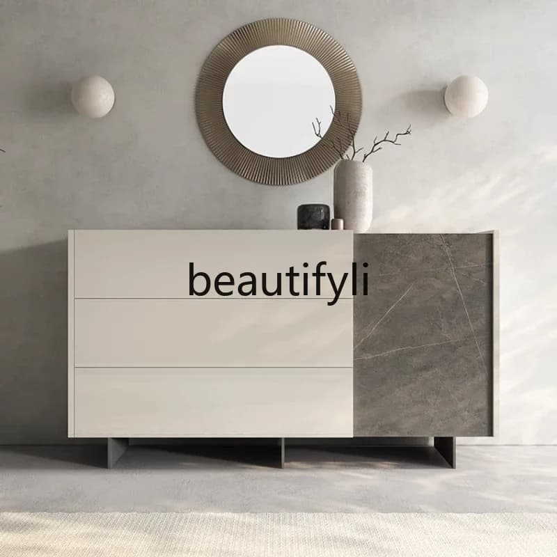 E182 Italian minimalist rock slab, modern minimalist partition locker, living room light luxury door cabinet