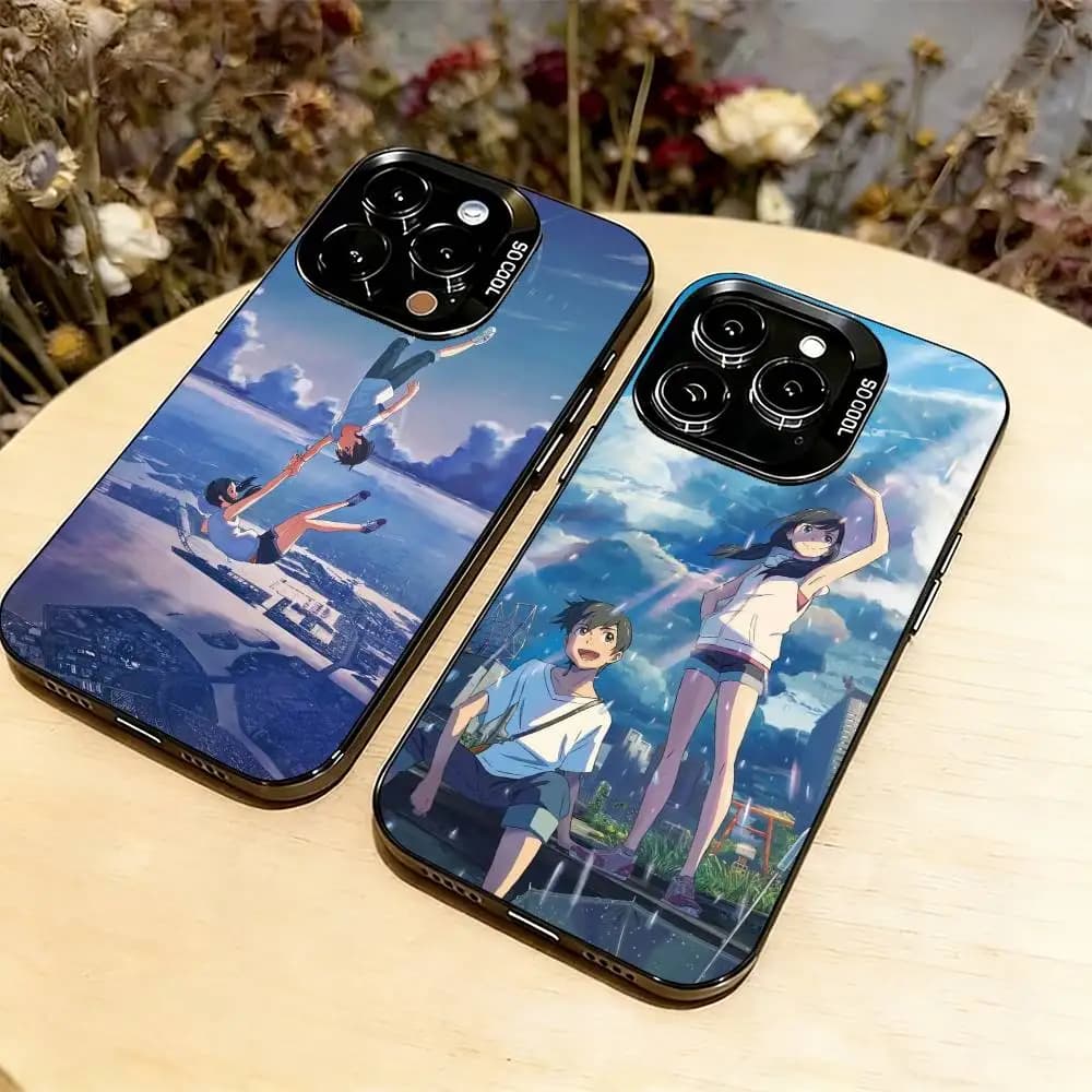 Weathering With You Phone Case For iPhone 17,16,15,14,13,12,11 Plus,Pro Max,XS,Colored Silver Plated Inside Cover