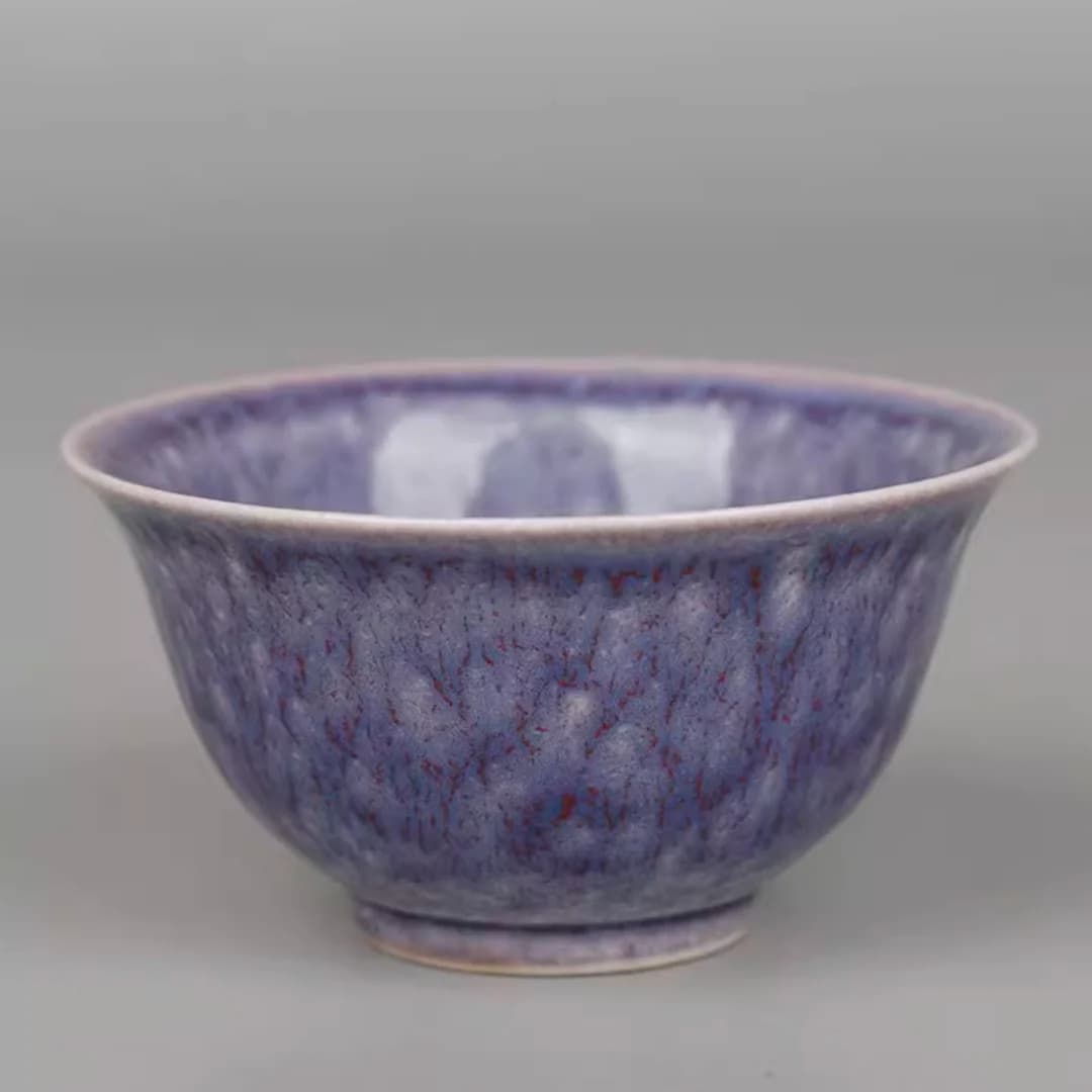 85MM Pretty Chinese Ceramics Porcelain Fambe Purple Glaze Small Gongfu Teacup