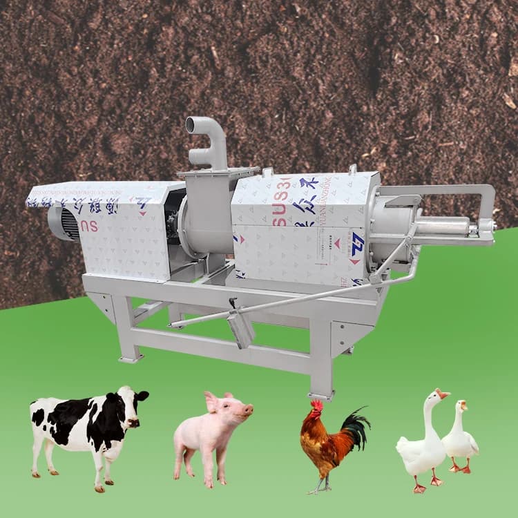 Automatic Pig Cow Chicken Manure Dewatering Cow Dung Machine Paper Pulp Screw Press Type Manure Dewater Machine 500 Kg/hours