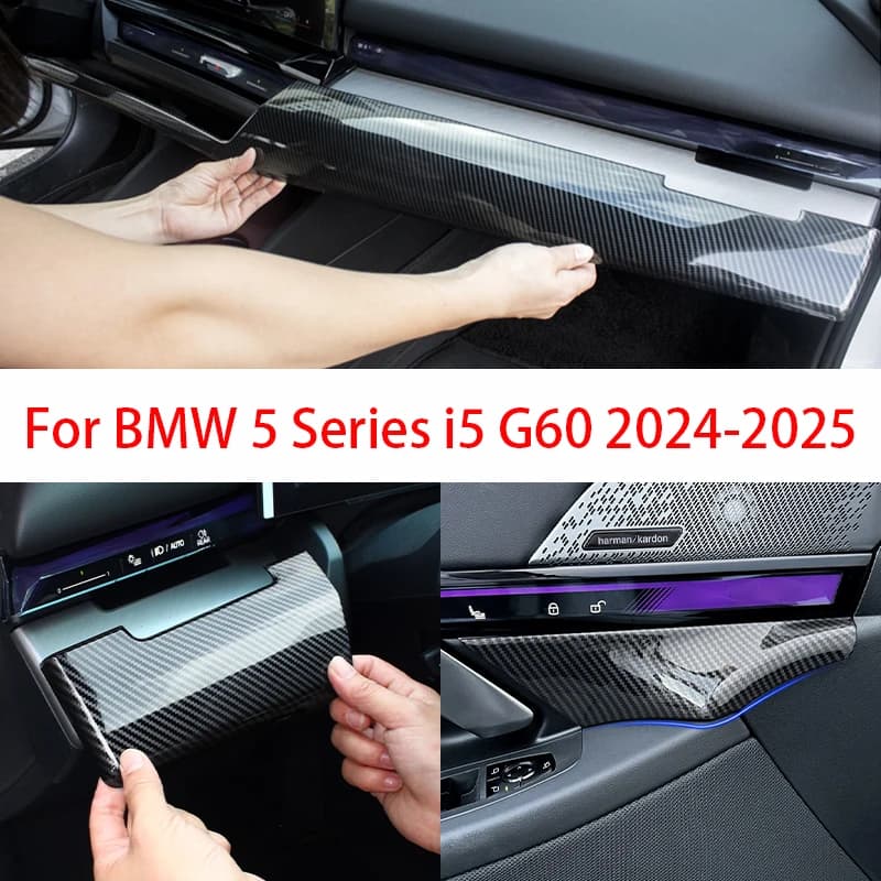 Carbon Fiber Car Center Console Decoration Panel Decoration Stickers Car Interior Accessories For BMW 5 Series i5 G60 2024-2026