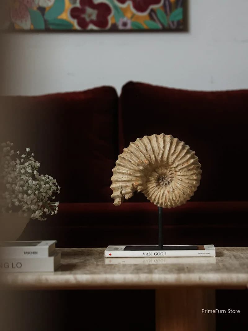 Vintage Replica Ammonite Fossil Shell Sculpture Entryway Desktop Living Room Decor