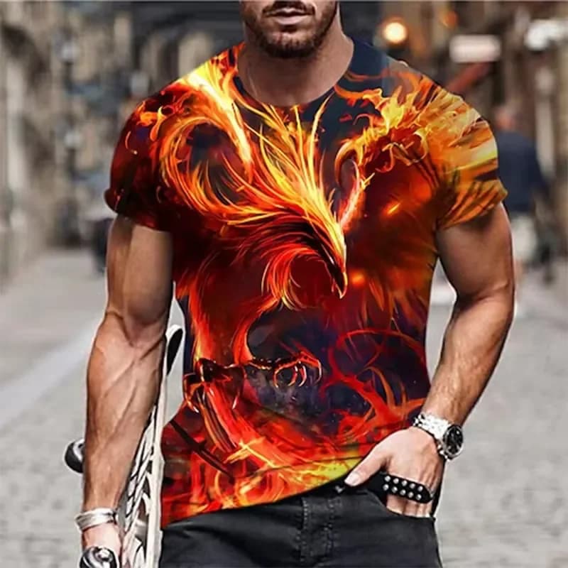 2026 Modern 3D Printed Bird Pattern Men's T-Shirt for Adults – Streetwear Style Short-Sleeve Top with Quick-Drying and