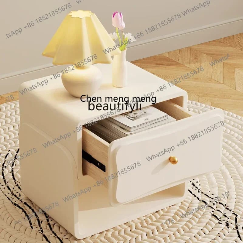 SS ss7486 French Cream Wind Solid Wood Bedside Table Simple Modern Light Luxury Premium Home Bedroom Locker