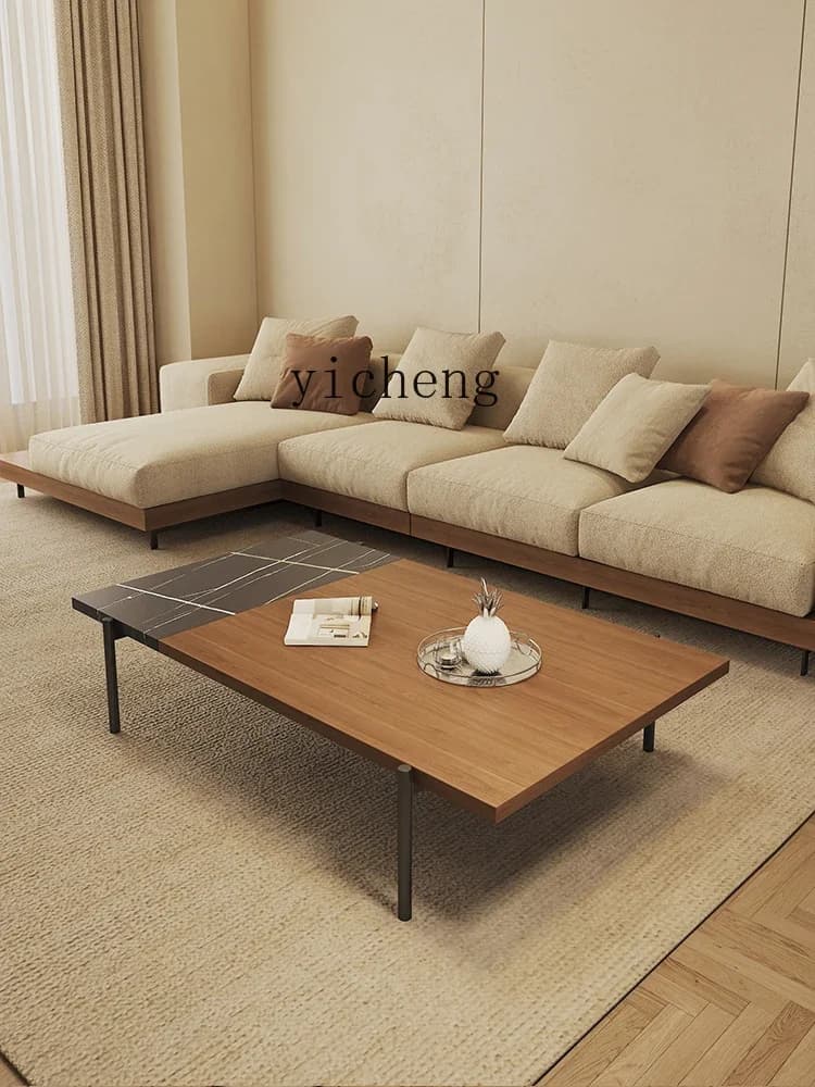 b3 Minimalist TV Cabinet and Tea Table Combined Tea Table Solid Wood Stone Plate