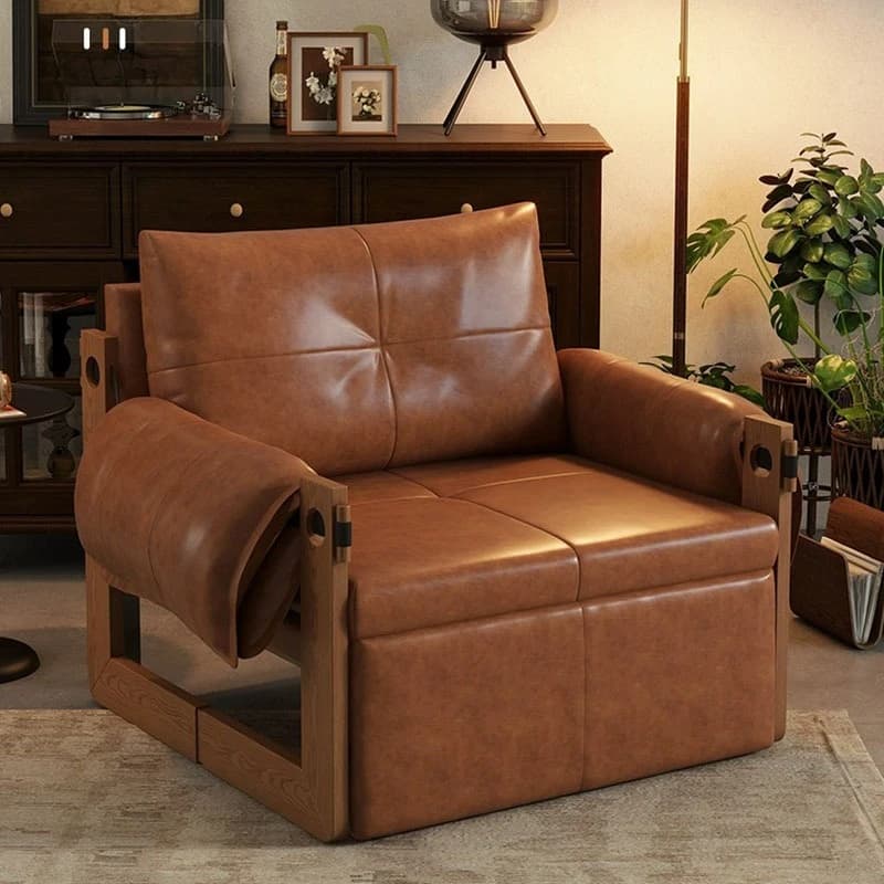 Foldable dual-purpose balcony study solid wood small apartment retractable bed