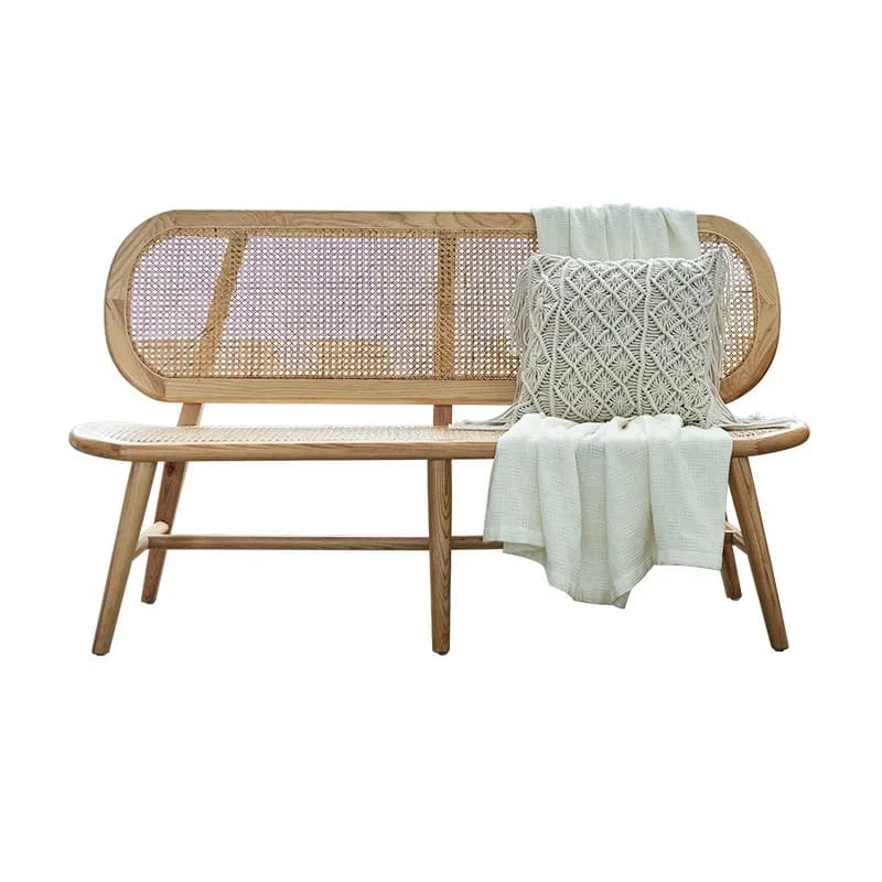 rattan sofa, three-person small apartment rattan chair, natural rattan back chair